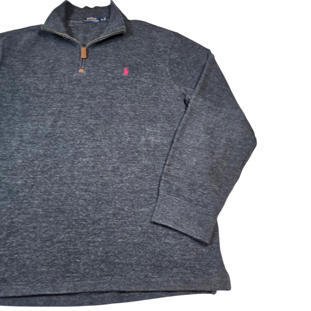 Polo Ralph Lauren Men's Gray Knit 1/4 Zip Mock Neck Long Sleeve Sweater Size XL - Picture 3 of 9